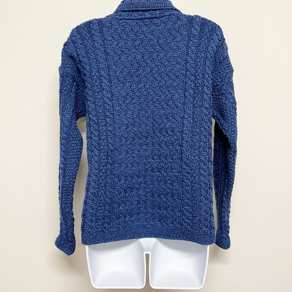 Aran Crafts Ireland Womens Blue 100% Merino Wool Chunky Knit Cardigan Size S - Picture 5 of 8